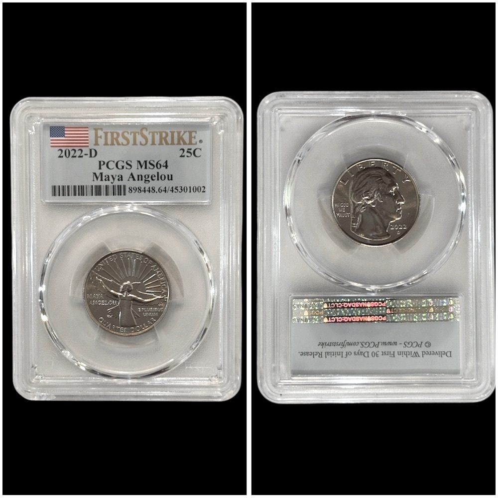 2022-D  PCGS FIRST STRIKE MS64 Maya Angelou 25 CENT‎ SILVER COIN